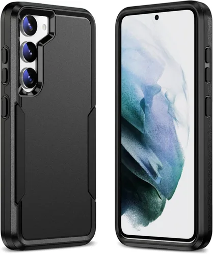 Vista 19 de Funda diseñada para Samsung Galaxy S24 Plus, doble capa negra, uso intensivo, resistente a impactos, robusta y resistente, funda protectora