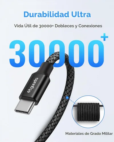 Vista 6 de etguuds Cable largo USB C a USB C de 10 pies, cable de carga rápida de 60 W Negro