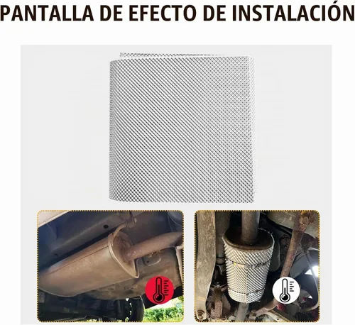 Vista 5 de Peastorm Protector térmico para escape, material de aluminio, silenciador, armadura de aislamiento, 12 x 24 pulgadas