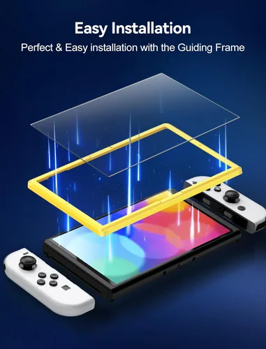 Vista 5 de ivoler Paquete de 2 protectores de pantalla de vidrio templado mate para Nintendo Switch modelo OLED, protector mate antirreflejos con marco