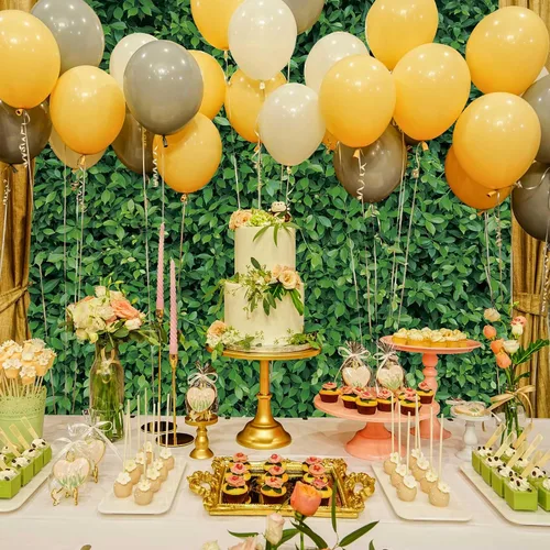 Vista 5 de Telón de fondo de hojas verdes – Fondo de fotografía de poliéster verde natural para decoración de cumpleaños, boda, pancarta de pared de tela