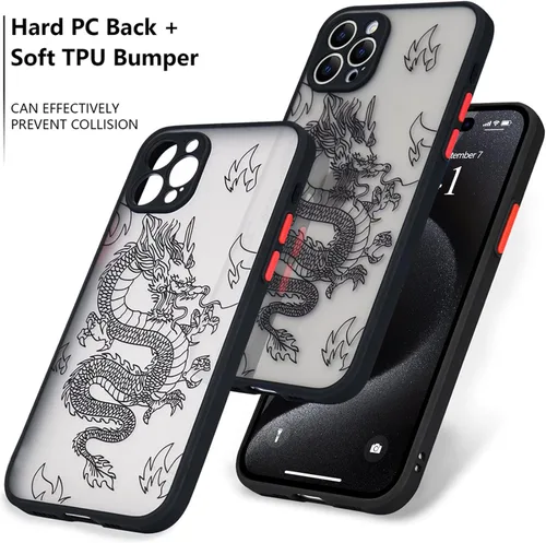 Vista 3 de Funda compatible con iPhone 15 Pro, diseño moderno de dragón 3D con diseño de animal de dragón esmerilado, parte trasera de policarbonato duro