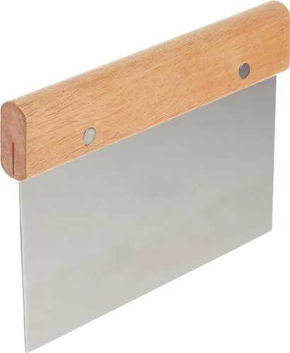 Vista 6 de Soro Essentials - Juego de 2 raspadores de masa de acero inoxidable de 6 pulgadas con mango de madera para pan, pizza, raspador de masa, picador