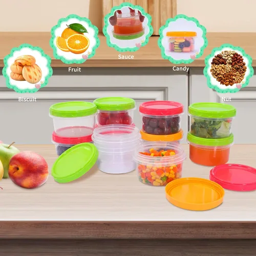Vista 6 de Paquete de 15 recipientes de plástico pequeños con tapas, 8 onzas Twist Top Deli Containers, Food Storage Freezer Containers with Screw On Lids