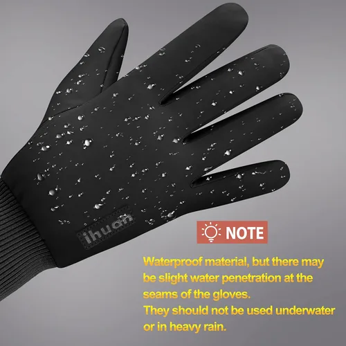 Vista 5 de ihuan Guantes de invierno para hombres y mujeres, guantes de clima frío para correr, ciclismo, guantes impermeables para la nieve, guantes cálidos
