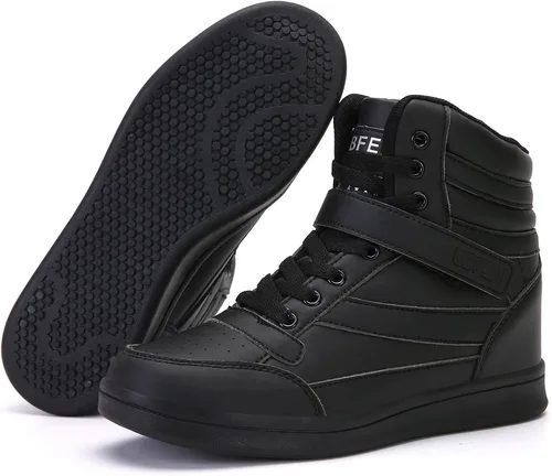 Vista 2 de UBFEN Womens high top Ankle Support Sneakers Vibrant Colour Hidden Wedge Heel Retro 80s Tennis Shoes for Girls Cosplay Removable Insole Footwear