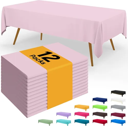 Vista 80 de Smiry - Juego de 6 manteles desechables, 54 x 78 pulgadas, manteles impermeables rectangulares para fiestas, cubierta de mesa de plástico