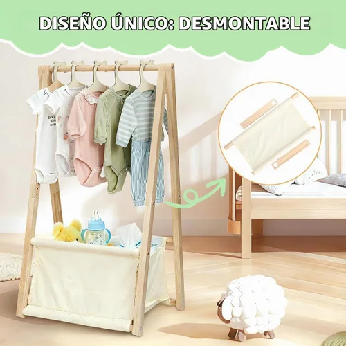 Vista 3 de Okydoky Cesta de regalo de madera para baby shower, almacenamiento de doble