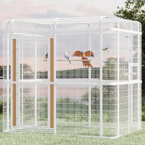 Vista 9 de Wonline Extra Large Walk-in Bird Aviary Cage, Black Outdoor parrot cage for macaws, cockatoos, parakeets & canaries. Rust-resistant metal, 0.79