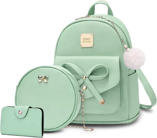 Vista 25 de ZGWJ Mini mochila de cuero con moño, mochila pequeña, linda mochila casual de viaje para niñas y mujeres, M, Mochilas tipo mochila