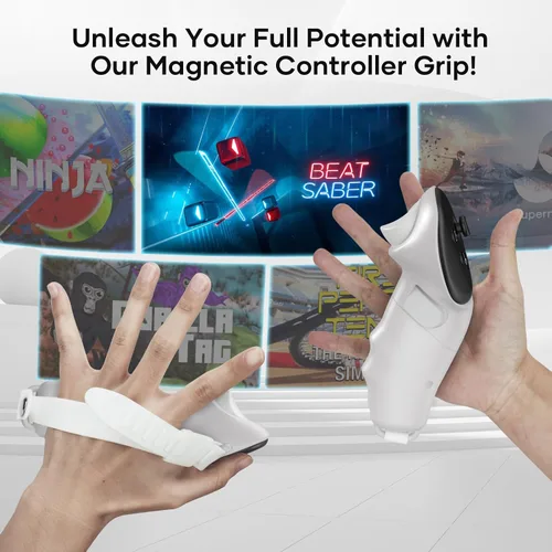 Vista 8 de X-SUPER HOME Magnetic Controller Grip Compatible for Meta Quest 3 VR Accessories Ergonomic Extended Design Easy Installation Enhanced Comfort