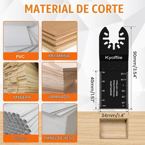 Vista 4 de Kit de 200 cuchillas oscilantes multiherramienta – Hojas de sierra universales de liberación rápida de 1-3/8 pulgadas para madera y plástico