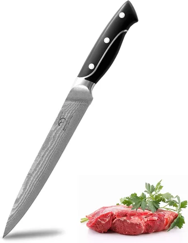 Vista 8 de Cuchillo de pan dentado de 8 pulgadas, cuchillo de cocina profesional de la serie XingRui forjado con VG10 Super Steel de 67 capas de Damasco, mango