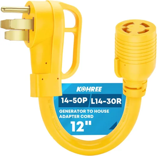 Vista 9 de Kohree Cable adaptador de generador NEMA 5-15P a L14-30R, adaptador de 3 clavijas a 4 clavijas, STW 10 AWG 12 pulgadas, generador macho de 15