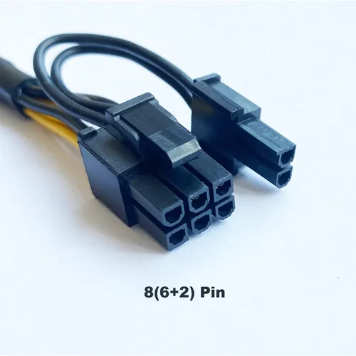 Vista 4 de GPU PCI-e 8 pines hembra a doble 8 (6+2) pin macho PCI Express trenzado con manga divisor cable de alimentación 9 pulgadas (paquete de 3)
