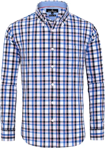 Vista 21 de Alimens & Gentle - Camisas a cuadros con botones para hombre, camisas de vestir de manga larga, de algodón, corte estándar Negro (Black Gingham)