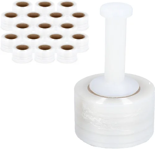 Vista 2 de PSBM - Mini envoltura elástica con mango de plástico, 18 rollos de 3 pulgadas x 1000 pies, calibre 80, resistente hasta un 500% elástico, película