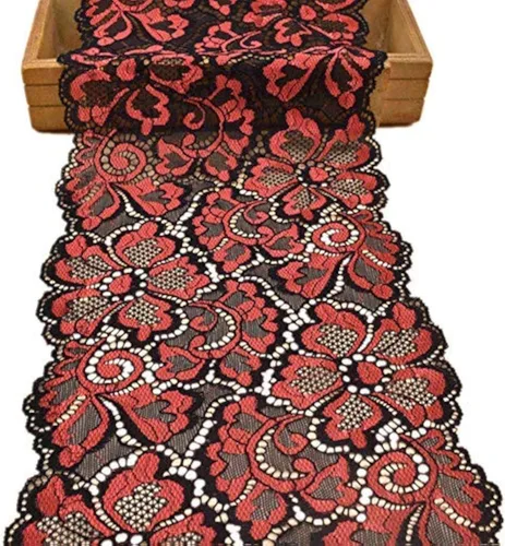 Vista 6 de Cinta de encaje floral metálica de 5 yardas, ribete de encaje elástico de tul nigeriano, tela africana de 7 pulgadas de ancho para manualidades