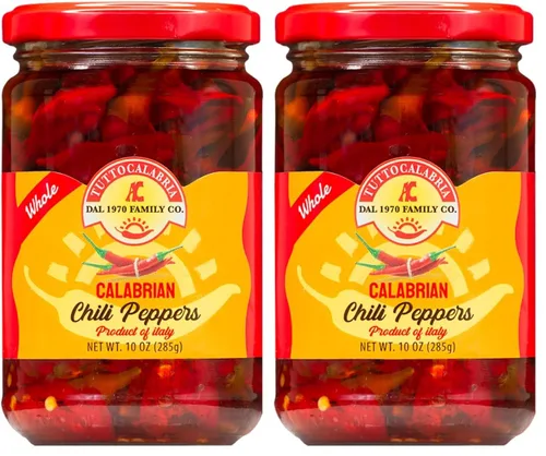 Vista 11 de TUTTOCALABRIA TuttoCalabria, Pimiento picante entero de Calabria, 285g (10.2oz), Calor intenso y equilibrado, Envasado en aceite de oliva extra
