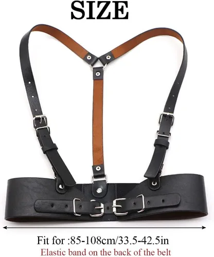 Vista 2 de BODIY Cinturones punk para mujer, de piel sintética, a la moda, cinturón de cadena para el cuerpo, accesorios para Halloween, cinturón ajustable