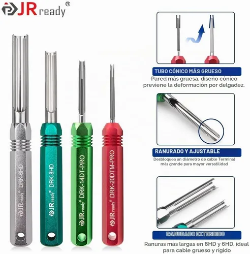 Vista 4 de JRready ST5257-PRO Kit de Herramientas de Conector Deutsch para Contactos Sólidos/Estampados 4#8#16#12#20# 6-22 AWG, con Herramienta de Extracción