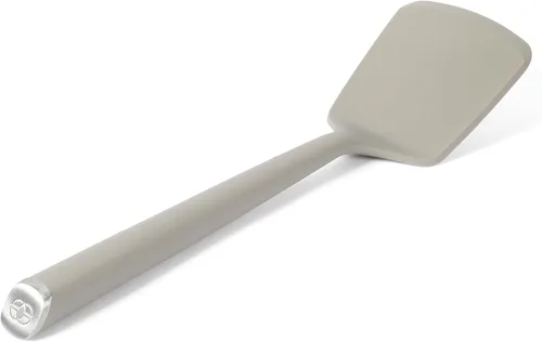 Vista 11 de Calphalon Edge - Cuchara ranurada de silicona, flexible, resistente al calor, para cocinar, freír, desnatar, drenar y servir, color gris pardo