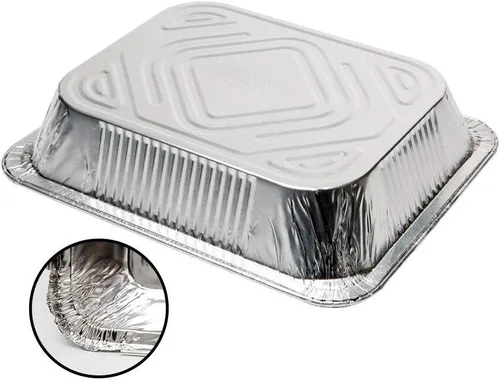 Vista 2 de Charola mediana de aluminio laminado profundo (9 x 13). Seguras para usar en freezer, horno y mesa de vapor. Paquete x 30