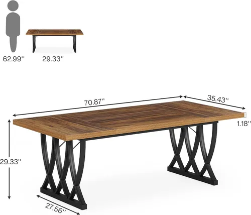 Vista 2 de Tribesigns Escritorio ejecutivo de 70.86 pulgadas, escritorio grande para oficina en casa con marco de metal grueso, mesa de estudio rectangular