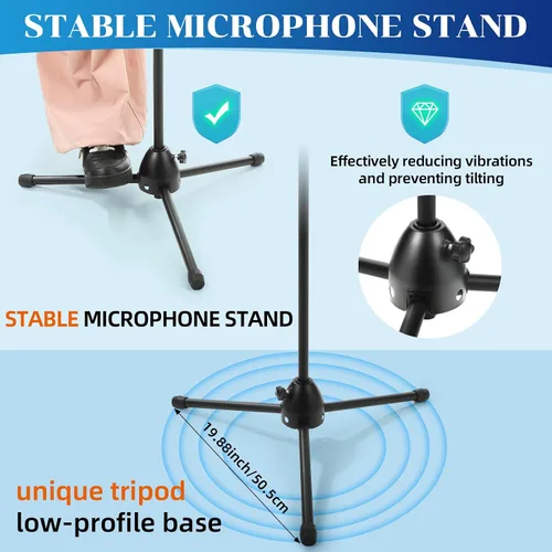 Vista 4 de Relaxweex 6 soportes universales para micrófono, trípode para piso, brazo de brazo, altura ajustable de 34 a 90.5 pulgadas, con bolsa de transporte