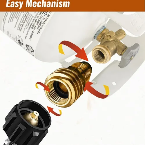 Vista 4 de Adaptador de tanque de propano, adaptador universal de tanque de propano que convierte POL a QCC1 / Tipo 1 con llave