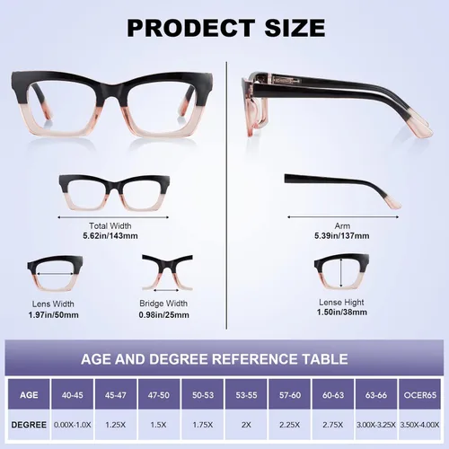 Vista 3 de Reading Glasses for Women-Fashion 5 Pack Blue Light Blocking Readers with Spring Hinge Computer Eyeglasses