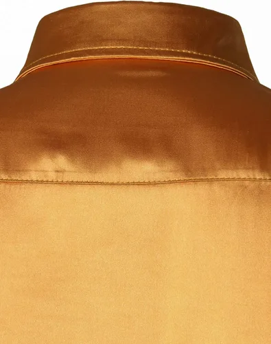 Vista 5 de ZEROYAA Camisas de vestir con botones de satén de seda brillante de lujo para hombre