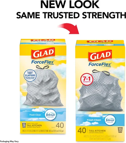 Vista 2 de Glad ForceFlex Bolsas de basura altas para cocina, 13 galones, Gain Fresh Clean, 40 unidades (el paquete puede variar)