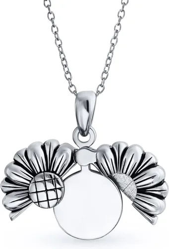 Vista 2 de Collar con colgante de girasol abierto con diseño de flor floral inspiradora diciendo mi sol o mi amor, para mujeres, adolescentes, novia, rosa