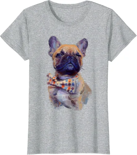Vista 23 de Camiseta de bulldog francés con estampado realista, artística de bulldog francés, Negro, S