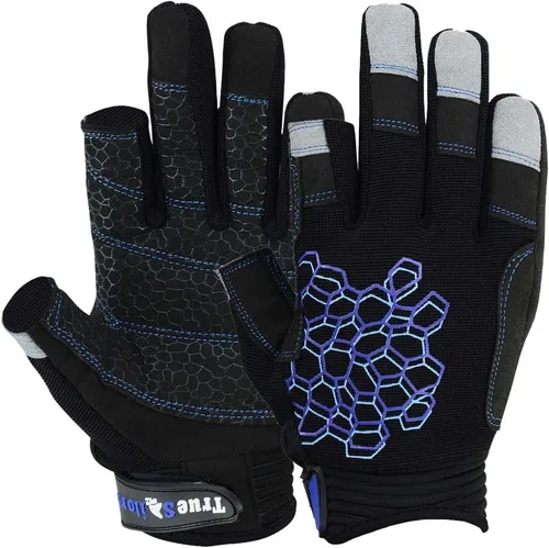 Vista 3 de MRX BOXING & FITNESS Guantes de vela pegajosos para la palma de la mano, guantes de yate, kayak, bote, pesca, 2 dedos de corte (negro, XS)