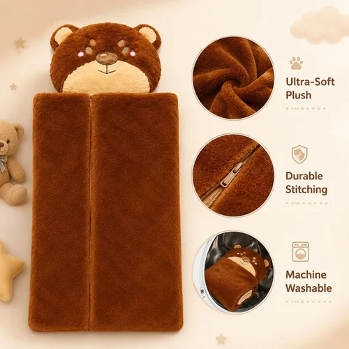 Vista 5 de Saco de dormir para niños, sacos de dormir de animales para niños, niños y niñas. Almohada suave, tapete para la siesta, hora de la siesta