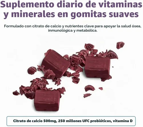 Vista 4 de BariatricPal Citrato de calcio sin azúcar, masticables suaves, 500 mg con probióticos (90 unidades) – uva silvestre