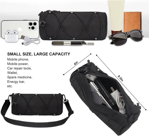 Vista 3 de KOSIBATE Bolsa para manillar de bicicleta con correa para el hombro, bicicletas de carretera de montaña, bolsa frontal de almacenamiento (negro)