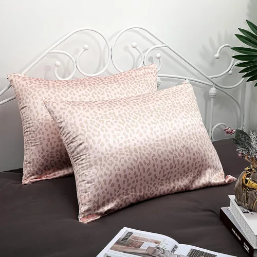 Vista 2 de Tatuo - 2 fundas de almohada de satén de leopardo con cremallera, estándar de 20 x 26 pulgadas