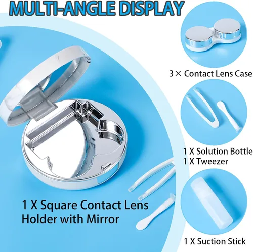 Vista 2 de Paquete de 1 kit de funda para lentes de contacto, 2 fundas para lentes de contacto adjuntas que se pueden reemplazar, uso diario al aire libre