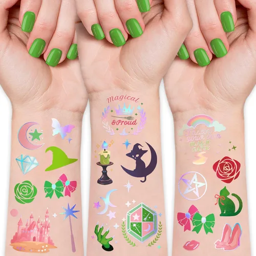 Vista 9 de Yazhiji 36 hojas de tatuajes temporales para niños, niñas, adultos, grandes recuerdos de fiesta y decoraciones