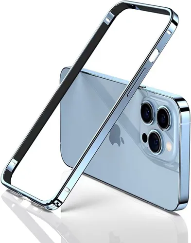 Vista 19 de Funda rígida delgada con marco de aluminio para iPhone 13 Pro, armadura de marco de metal con protección interior suave, protección de borde elevado