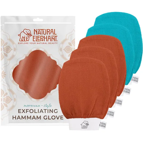 Vista 18 de Natural Elephant Guantes exfoliantes para hammam, guantes exfoliantes faciales y corporales, paquetes de 5 y 10
