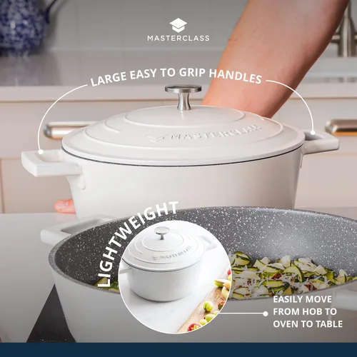 Vista 7 de MasterClass - Cazuela de aluminio fundido para crema, 11.0 in, 5 litros, caja de regalo