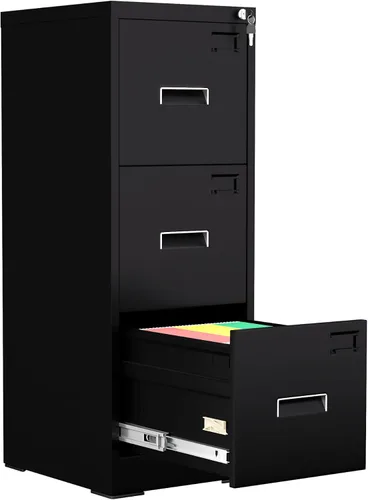 Vista 11 de Greenvelly Archivador Vertical de 18" D, Gabinete de 2 Cajones con Cerradura para Oficina en Casa, Metal Negro para Colgar Carpetas