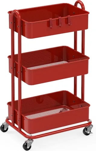 Vista 8 de Simple Houseware - Carrito de metal resistente de 3 niveles, color Negro