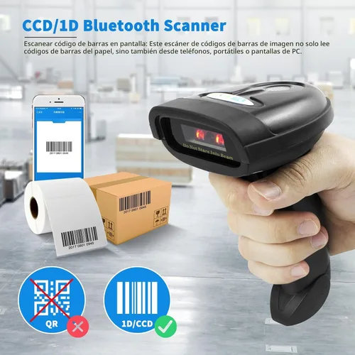 Vista 2 de NETUM Escáner de código de barras Bluetooth, compatible con función inalámbrica y Bluetooth de 2.4G y conexión con cable, conecta teléfono NT-1228BC
