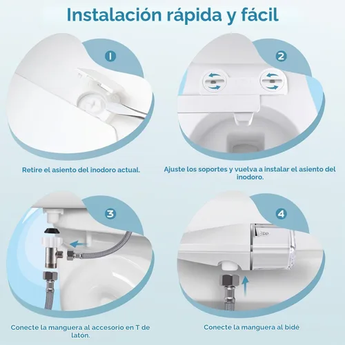 Vista 5 de Bidé Ultra-Delgado de Modo Dual Accesorio de Bidé para Inodoro, Accesorio de Asiento de Inodoro Bidé con Controles de Presión