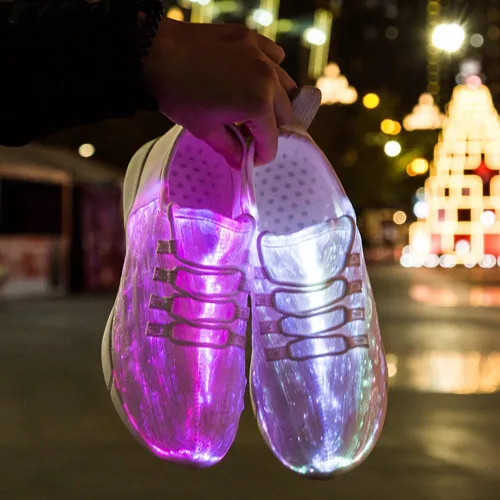 Vista 5 de 7iPupas Zapatos con luz LED de fibra óptica para niños, hombres y mujeres, tenis ligeros con carga USB, zapatos de fiesta brillantes de EE. UU
